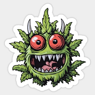 Weed Monster Illustration - Fun and Quirky Cannabis Art Sticker